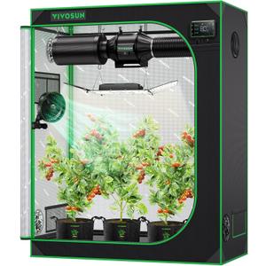 VIVOSUN S425 2x4 Grow Tent, 48"x24"x60" High Reflective Mylar Grow Tents with Observation Window and Floor Tray for Hydroponics Indoor Plant for VS2000 (Black)