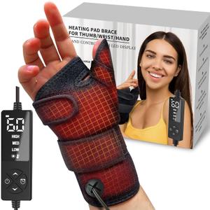 sticro Wrist Thumb Brace Heating Pad for Arthritis and Carpal Tunnel Relief, Hand Heating Pad for Sprains Trigger Thumb, Tendonitis Pain Relief - Left Right Hand (S/M) (Black Wrist Thumb Brace)