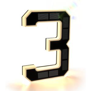 ISUNMEA 9 Inch Solar Lighted House Numbers for Outside, Light Up Waterproof LED Address Numbers Signs for Houses, Large Personalized Illuminated Exterior Modern House Numbers Light (3-Black, 9IN)