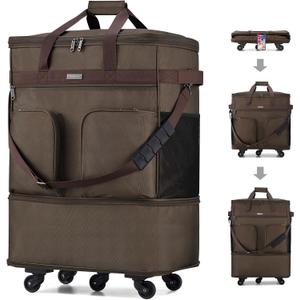 Hanke Expandable Collapsible Luggage with Wheels Suitcase, Rolling Travel Bag, Duffel Garment Tote Bag for Men Women, Lightweight Suitcase, Large Capacity Luggage with Spinner Wheel (Coffee) (Coffee Upgrade Version 2)