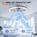 addlon Ceiling Fans with Lights and Remote, 20'' Low Profile Flush Mount Ceiling Fan, 30006000K Dimmable LED Fandelier, Bladeless Crystal Fan Light for Bedroom, Kitchen, Living Room, Black
