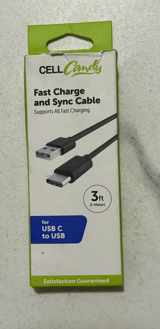 Cell Candy Fast Charge and Sync Cable USB C to USB 3 Ft