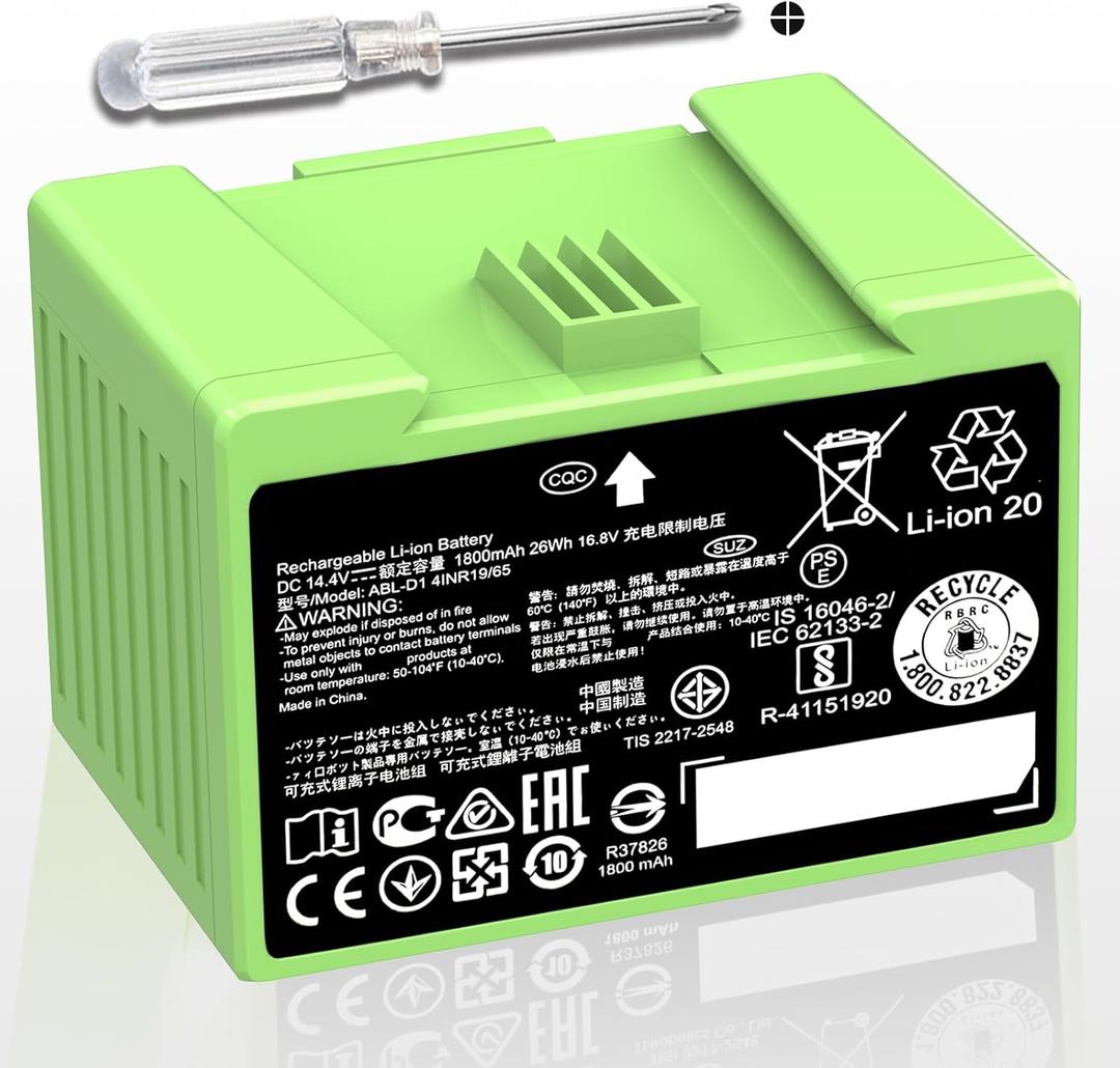 ABL-D1 Battery for iRobot Roomba Replacement Parts i/e Series i7 i7+ 7150 7550 i8 i8+ i3 i3+ i4 i4+ i6 e5 e6 3150 3550 e5150 e5152 4150 4552 i7158 Lithium Ion Battery for Roomba
