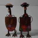 HONGLAND Duck Metal Yard Art - Duck Couple Garden Decor, Shovel Ornaments Outdoor Statue - 2 Pack Farmhouse Patio Balcony Gardening Gifts for Women