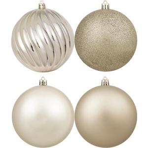 4in Large Christmas Ornaments Shatterproof Christmas Ball Ornaments Giant Hanging Balls Mercury Decorations for HolidayChampagne,4PC