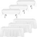 Oudain 6 Pcs Plastic Table Skirts and Stain Proof Table Cloths 54 x 108 in Plastic Tablecloth 168 x 29 in Disposable for Wedding Baby Shower Valentine Easter Party(White)