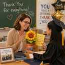 2 x APOTODITO Teacher Appreciation Cards, Sunflower Graduation Card with Music and Lights with Text Thank You for Helping me Grow