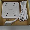 TESSAN Flat Plug Extension Cord 5 Ft, TESSAN Surge Protector Power Strip Ring Pull with 3 USB (1 USB C) 4 Outlets, 900 Joules Protection, Desktop Charging Station for Home, Office, College, Dorm Room (Grey)