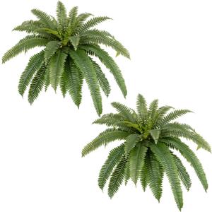 48in UV Resistant Artificial Ferns for Outdoors Large, Realistic Fake Boston Fern with Full Multiple Silk Fronds, Faux Boston Fern for Porch Outdoors, Garden or Hanging, 2 Pack