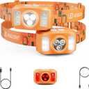 Upgraded Headlamp Rechargeable, Ultra Bright Headlight Flashlight with White Red Light, Motion Sensor Head Lights for Forehead, 6 Modes Head Lamp for Outdoor Camping Running Waterproof (2, Orange)