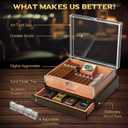 VALLUME Cigar Humidor, Acrylic Humidor with Wooden Drawer Base, Compact Desktop Humidor, Features Gel-Controlled Sliding Cigar Humidifier, Cedar Wood Tray, Ideal Gift for Men (Small size)