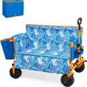 Old Bahama Bay 500lbs Capacity Heavy Duty 3-in-1 Wagon Bench Seat & Utility Folding Cart,Love-Seat with 31L Cooler Bag, Adjustable Handle  for Beach, Camping, Sports