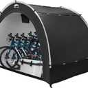 Happy Travel Bike Storage Tent Shed, Outdoor Waterproof Bicycle Covers Shelter with Window for 2/4/6/8 Bikes,Oversized Outside Portable Sheds for Lawn Mower,Garden Tools (Black)