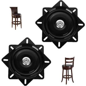 2 Pack 8 Inch Heavy Duty Bar Stool Swivel Replacement for Recliner Chair, Square Swivel Mechanism for Furniture, Seat Swivel Base Bar Stool Swivel Mount Plate, Ball Bearing Swivel Boat Seat, Black