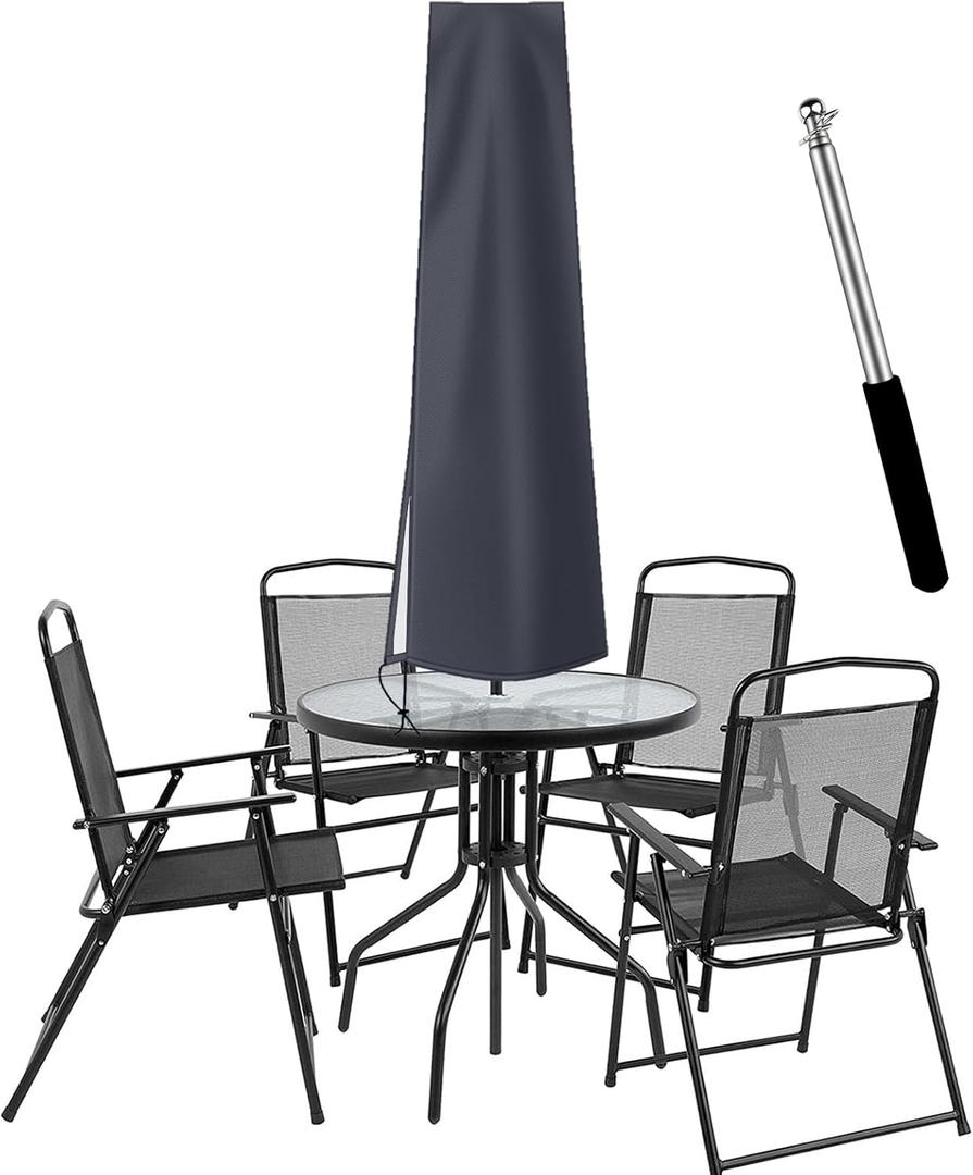 Dafire Patio Umbrella Cover for 7FT to 9FT Parasols - 1.7m Dark Gray 420D Oxford Fabric Waterproof Market Umbrella With Zip - For Outdoor Umbrellas With Rod