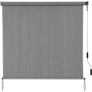 SMONTER Outdoor Sunshade Roller Shade 8'W x 8'H (96" Wx96 H), Exterior Cordless Roll Up Shades Blinds, UV Protection Shade Cloth with Crank Operation for Outside Windows Patio Porch Gazebo, Dark Grey