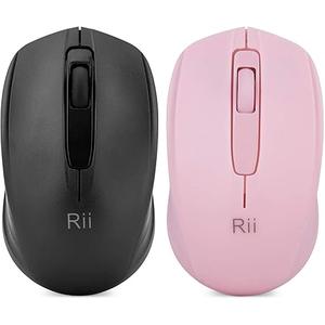 Rii Wireless Mouse,2.4G Portable Computer Mice for PC, Laptop, Windows,Office Included Wireless USB dongle (Black+Pink)
