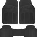 BDK ProLiner Car Floor Mats for Cars Trucks SUV, 3-Piece All-Weather Heavy Duty Rubber Liners with Universal Trimmable Fit, Durable Waterproof Vehicle Auto Floor Mats with Capture Ridges Black