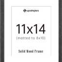 upsimples 11x14 Picture Frame, Natural Solid Wooden Picture Frames, Display 8x10 with Mat or 11 x 14 Without, Vertical or Horizontal Wall Hanging, 1 Pack, Black