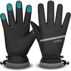 GoSkala Winter Gloves Men Women,Waterproof Windproof Touchscreen Thermal for Cold Weather Outdoor Running Cycling Hiking (Medium, Black)