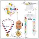 YLOLUL 2026 Kindergarten Preschool Graduation Gown Cap Set Graduation Stole Bracelet Medal Certificate Package Grad Gifts, Small, White Rainbow, 5