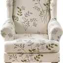 KRFOONN Wingback Chair Covers Slipcovers 2 Piece Stretch Wing Chair Covers Spandex Slipcovers Wingback Sofa Covers Armchair Covers Non-Slip Furniture Protector for Living Room Wingback Chairs, A20