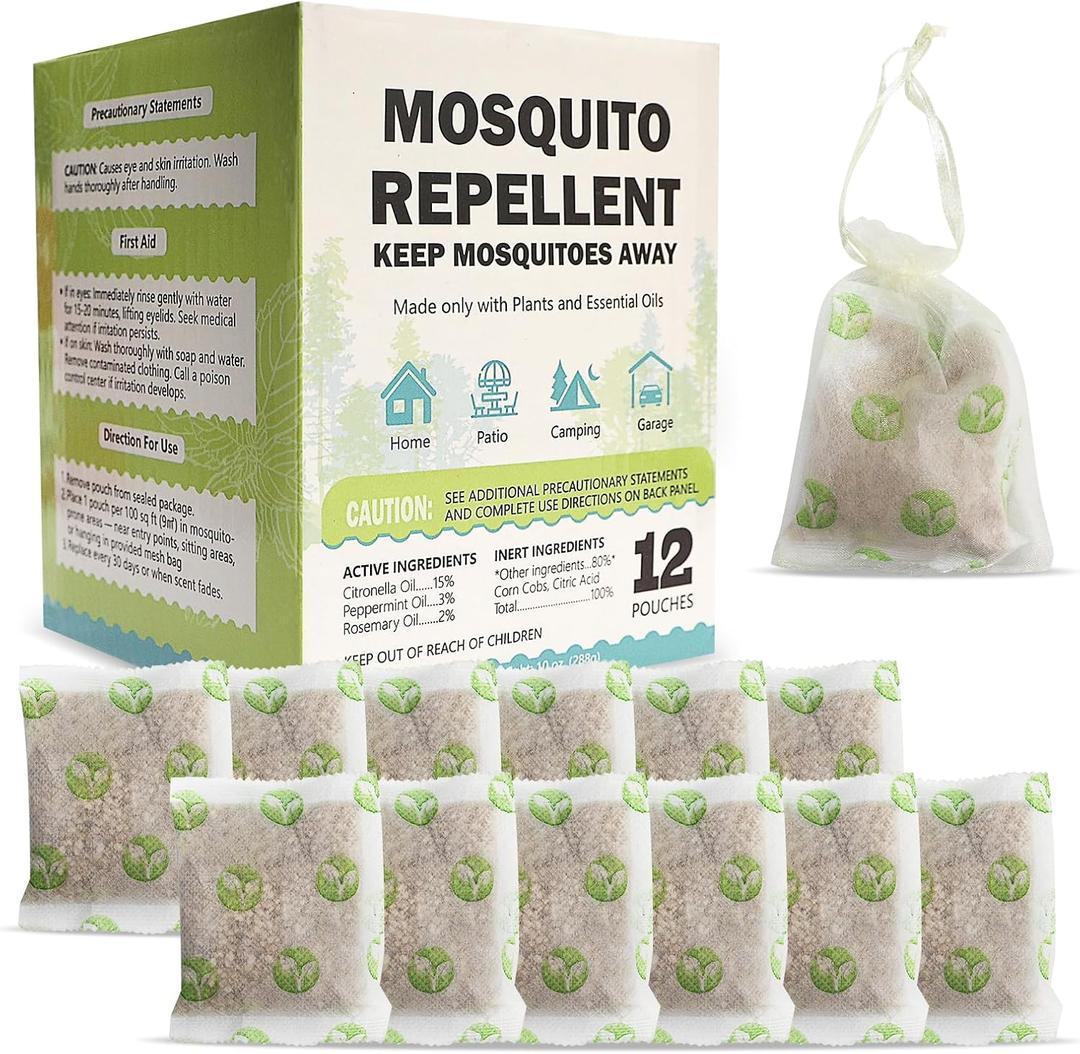Mosquito Repellent Outdoor Patio - Mosquito Repellent Outdoor Powerful Indoor & Outdoor Protection - Mosquito Deterrent for Yard Camping 12 Pack, Green 0709
