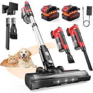 60KPa Cordless Vacuum Cleaner for Home, 700W Pet Vacuum, 70-Min Runtime, Lightweight, Rechargeable 8000mAh Dual Batteries, 2L Dust Cup, LED Display, Anti-Tangle for Pet Hair, Carpet & Hardwood Floors
