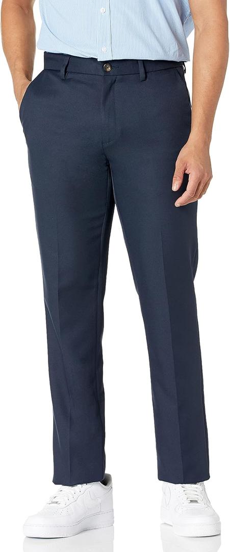 Amazon Essentials Men's Slim-Fit Flat-Front Dress Pant (Black)