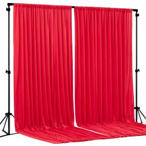 Red Backdrop Curtains 2 Panels-Wrinkle-Free Polyester Photography Drapes Party Photo Backgrounds for Wedding Christmas Photo Backdrops- 8 X10FT (Red)