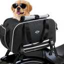 Motorcycle Dog Carrier, Expandable Airline Approved Pet Carrier with Stable Frame, Collapsible Soft-Sided Travel Puppy Shoulder Bag for Small Cats and Dogs Under 17 lbs