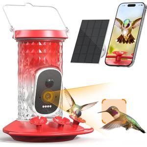 Smart Hummingbird Feeder Camera with AI Identification, 2.5K HD & Color Night Vision, Solar Powered Outdoor, IP66 Weatherproof – Garden Decor & Premium Gift for Mom