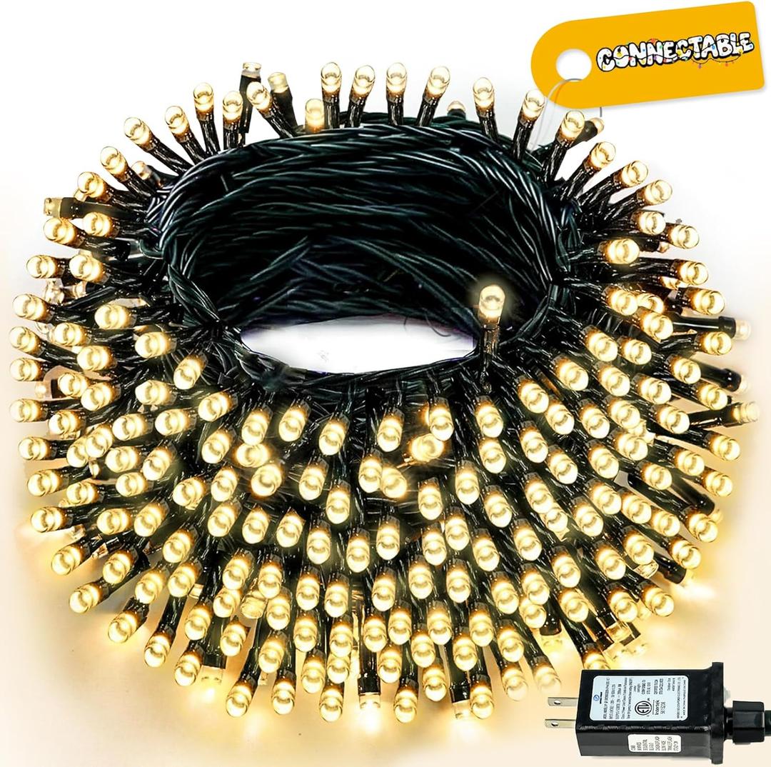 Connectable 240LED 88Ft 13Modes String Lights Outdoor Indoor | Extendable Green Wire Christmas String Lights with Timer | Twinkle Fairy Light Plug in for Xmas Tree Garden Decor Party (Warm White)