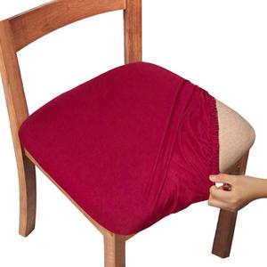 Gute Chair Seat Covers, Dining Room Chair Seat Covers with Ties, Stretch Solid Chair Covers Protectors for Dining Room Kitchen Chairs (4 Pcs, Wine Red)