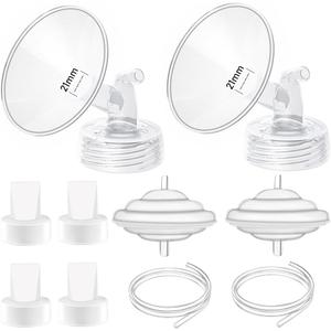 21mm Flange Pump Parts Compatible Spectra S1 S2 9 Breast Pumps Replacement, Full Set Replacements Include Flange Backflow Protector Membrane Duckbill Valve Tube, Not Original Accessories