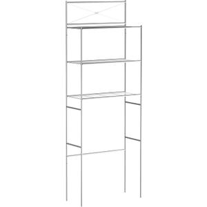 Zenna Home Over the Toilet Storage Shelf Space Saver, Behind Toilet Bathroom Organizer and Storage, Metal Bathroom Organizer with 3 Shelves, Satin Nickel, 23.25 X 64.7"