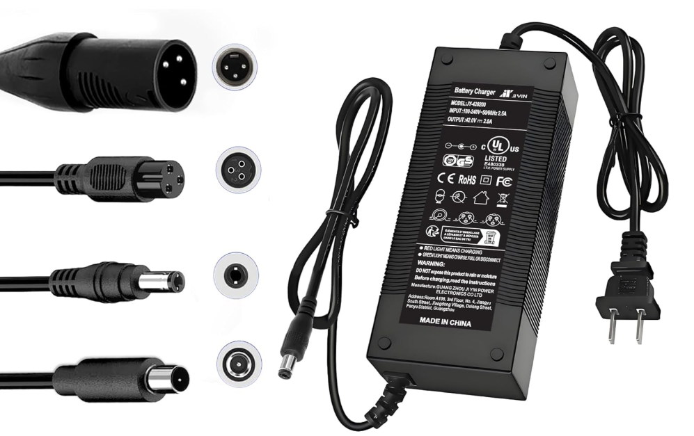 Brokeir UL Listed 42V 2A Replacement Electric Scooter Charger for 36V Hoverboard Charger with 5 Plugs, Compatible with Scooter Power Adapter