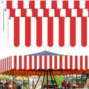 Preboun 6 Pcs Carnival Awning Decorations Tent Circus Hanging Decorations Carnival Banner Concession Stand Sign Canopy Awning for Pirate Summer Party, 9.84''x78.74''(Red and White)