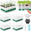 Reusable Seed Starter Tray, 4 Pack Silicone Seed Starter Kit for Starting Plant Seeds with Humidity Adjustable Dome and Lid, Indoor Seed Starting Supplies with Water Spray Bottle for Plants, BPA-Free