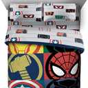 Jay Franco Marvel Avengers Emblems 7 Piece Queen Bed Set - Includes Comforter & Sheet Set Bedding - Super Soft Fade Resistant Microfiber (Official Marvel Product)