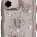 SUYACS for Samsung Galaxy S23 Ultra 6.8" Phone Case Cute Kawaii Bling Glitter Curly Wave Frame Shape 3D Butterfly Star Clear Case Cover for Women Soft Silicone Shockproof Protective Bumper (Black)
