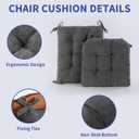 Rocking Chair Cushion, Premium Corduroy Seat and Back Cushion with Ties, Suitable for Indoor/Outdoor Rocker, Pack of 2, Grey