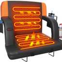 Suteck Dual-Sided Heated Stadium Seats for Bleachers with Back Support, Portable Heated Bleacher Seat with Backrest, 3 Heat Levels, 5 Pockets  Ideal for Outdoor Stadiums and Events (1PC 25in Orange)