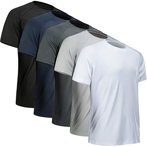 MCPORO Workout Shirts for Men Short Sleeve Quick Dry Athletic Gym Active T Shirt Moisture Wicking M