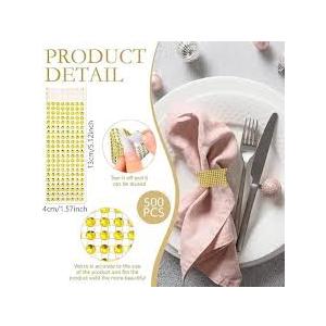 Gold Plastic Napkins Rings,Wedding Napkin Rings Chair Sash Napkin Mesh Wrap Napkin Plastic 50pcs 8 Rows Chair Sash Napkin Rings Mesh Wrap Ribbon (100Pcs)