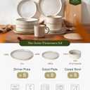 Famiware Star Plates and Bowls Sets, Modern Stoneware Dinnerware Sets for 8, 24-Piece Kitchen Dish Set - Microwave and Dishwasher Safe, Chip and Scratch Resistant, Cappuccino White