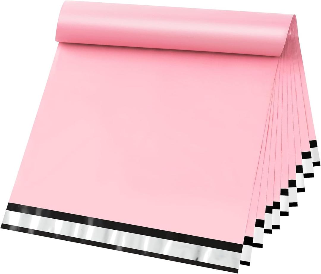 Famagic Poly Mailers, 200pc 12x15.5 Inch Shipping Bags, Chic Opaque Packaging Bags for Small Business, Tearproof Mailing Envelopes for Clothing Supplies, Self Seal Mailers Bags Light Pink