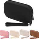 JOVAKIT Small Portable Silicone Makeup Bag for Women, Travel Waterproof Toiletry Cosmetic Bag Gifts for Women, Zipper Closure Makeup Case with Handle (Black)