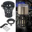 Upgraded Motorcycle Handlebar Drink Cup Holder Mount for Harley Davidson Passenger Water Bottle Holder with Mesh Basket Universal for Honda GL1800 DCT (Black, 142MM)