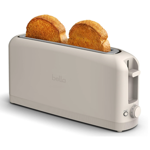 bella 2 Slice Slim Toaster, Fitsanywhere™ Kitchenware, 6 Setting Shade Control with Reheat & Cancel Buttons, Fits sourdough, 10” Long Slot, Anti Jam & Auto Shutoff, 900 Watt, Oatmilk